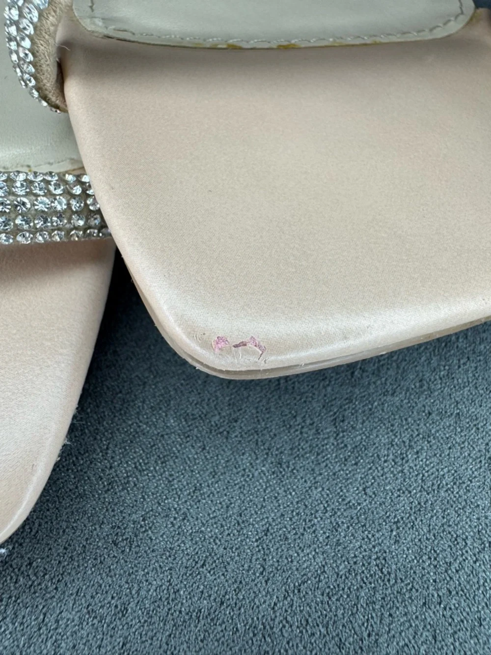 Altar’d State Rhinestone Block Heel Slide Sandals Nude Sparkly Heels Size 9 - Picture 10 of 12